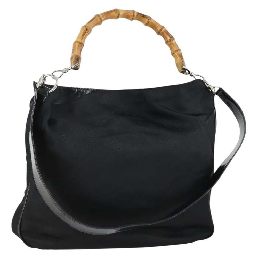 Gucci Bamboo Nylon Handbag Black
